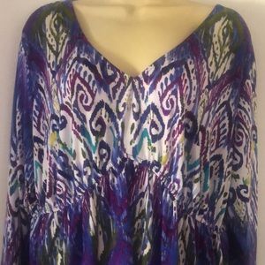 Woman’s spring purple Investments abstract boho purple blouse top